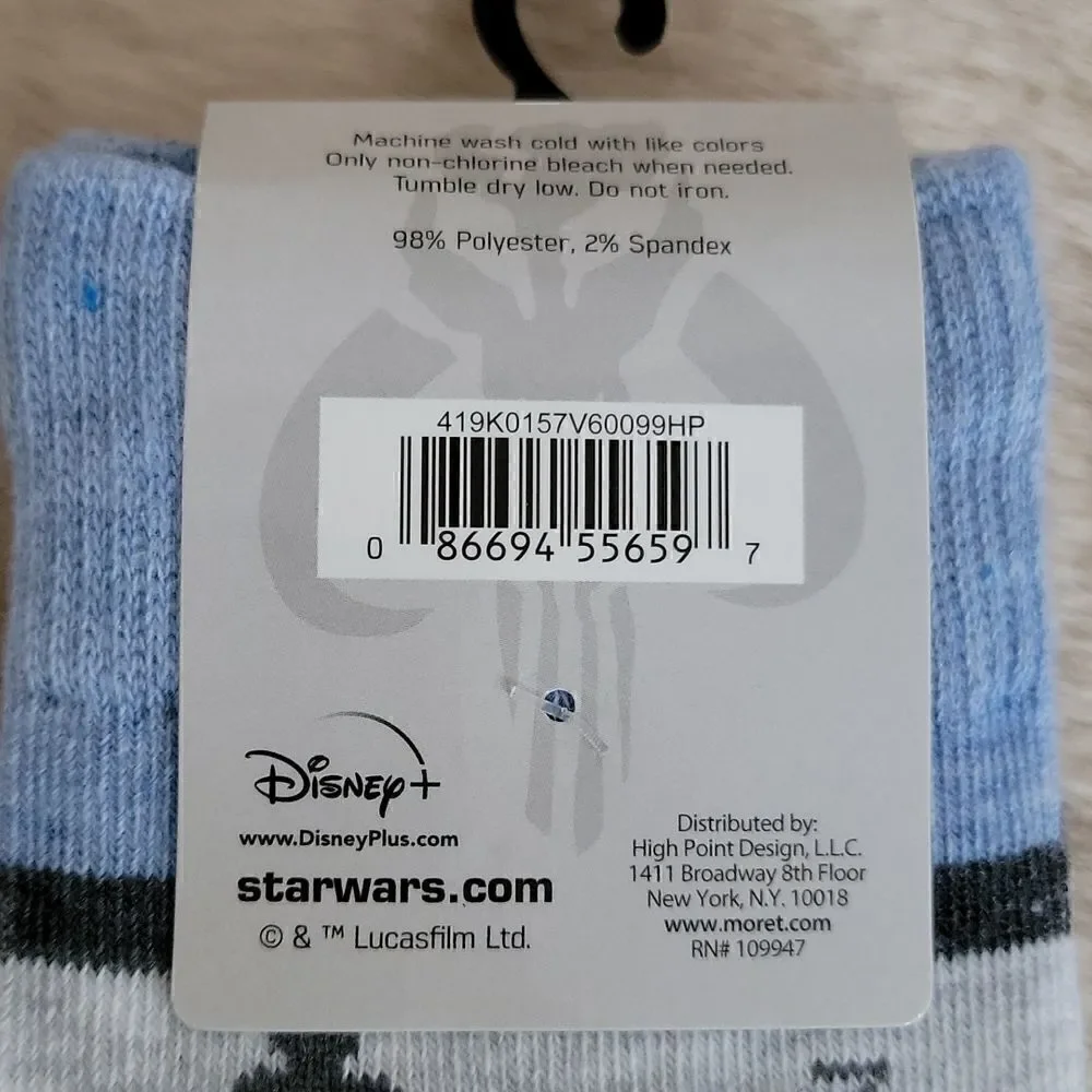 DISNEY STAR WARS BABY YODA MEN'S 2-PACK CREW SOCKS, NEW IN PACKAGE